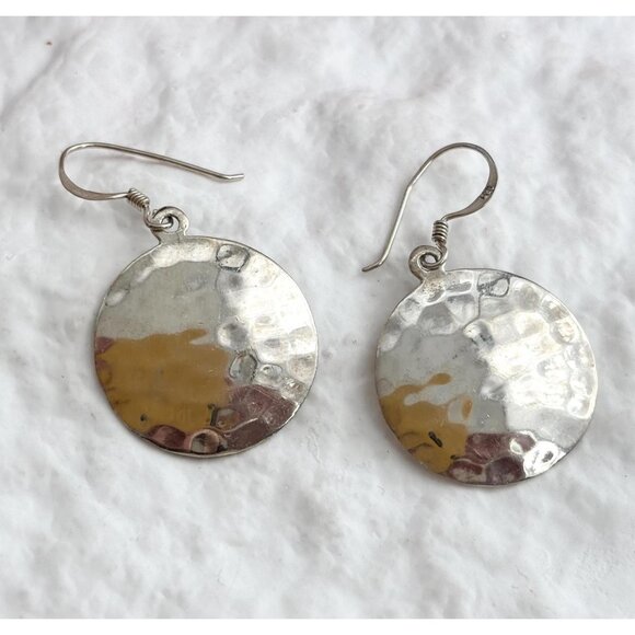 Jewelry - Thai made Round Minimalist Hammered Vintage Sterling Silver 925 Earrings